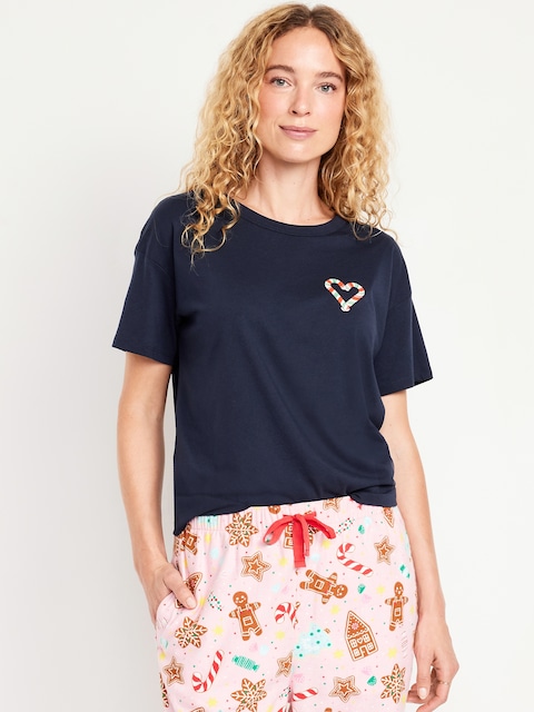 T-shirt à imprimé assorti des Fêtes - Rouge