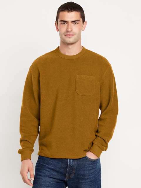 Terry Crew-Neck Sweatshirt - Brown