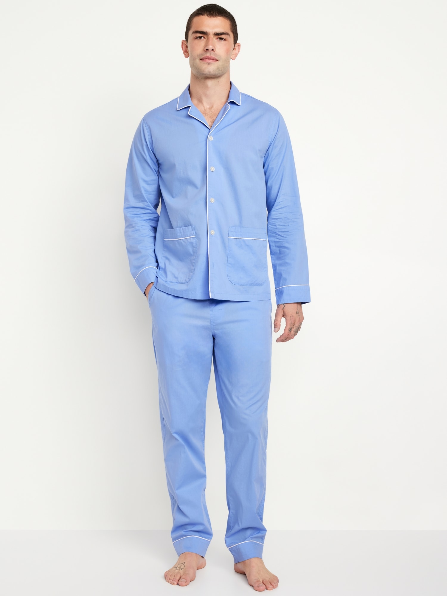 Men's poplin pajama set sale