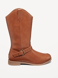 Voir une image plus grande du produit 3 de 4. Bottes hautes en similicuir à boucle pour Fille