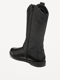 View large product image 4 of 4. Tall Faux-Leather Buckled Boots for Girls