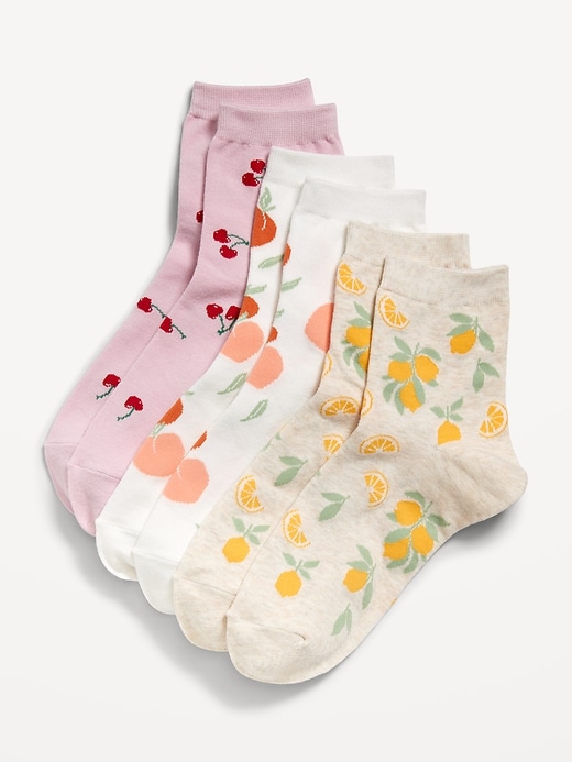 View large product image 1 of 1. Novelty Quarter Crew Socks 3-Pack for Women