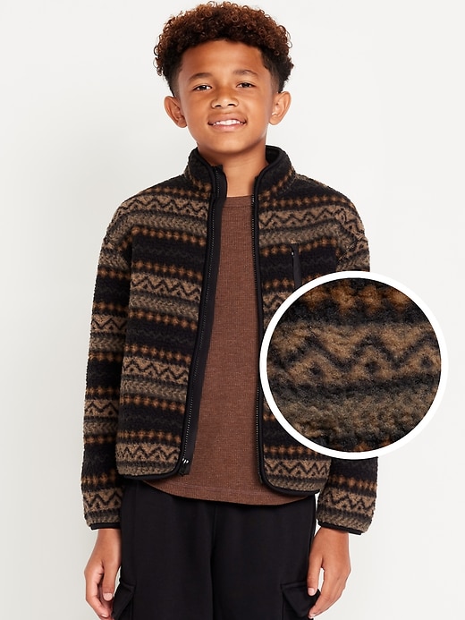 View large product image 1 of 4. Printed Full-Zip Sherpa Jacket for Boys