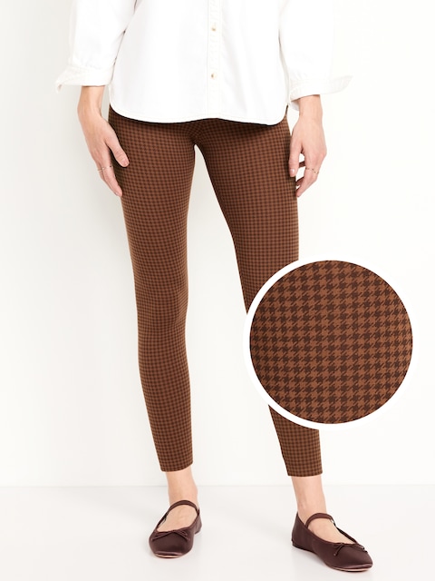 High-Waisted Jersey Fashion Layering Leggings - Earthen