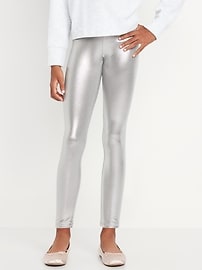 Image number 1 showing, Shiny Foil Print Leggings for Girls