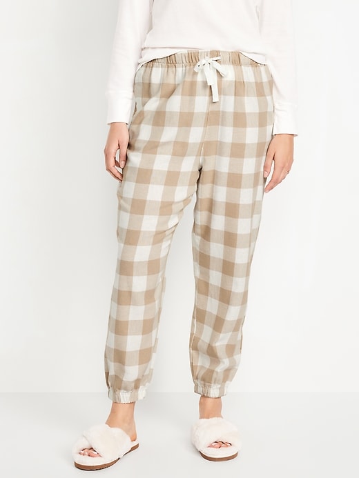 L'image numéro 5 présente Pantalon de jogging de pyjama en flanelle à taille haute pour femme