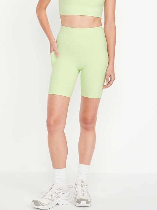 Image number 1 showing, High-Waisted PowerSoft Biker Shorts -- 8-inch inseam