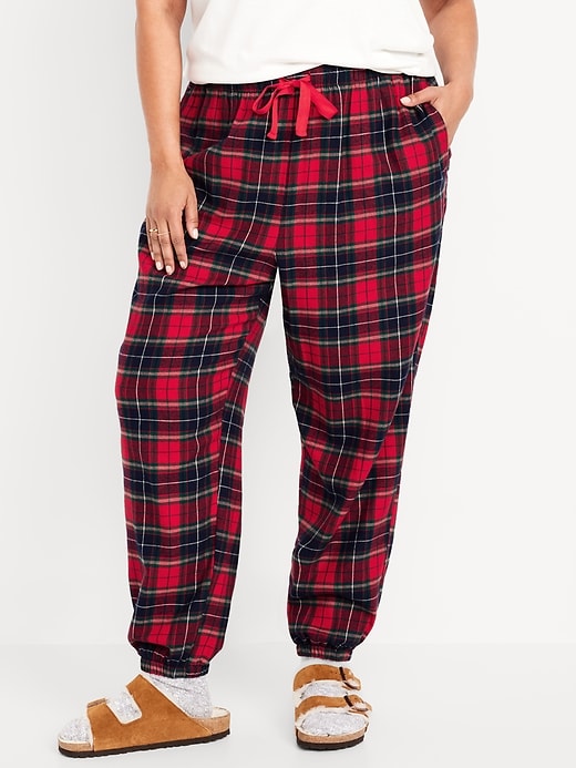 L'image numéro 7 présente Pantalon de jogging de pyjama en flanelle à taille haute pour femme