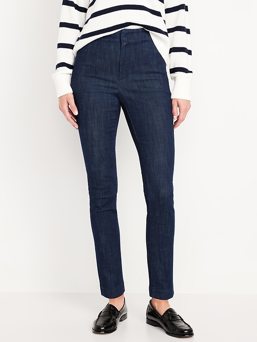 Image number 1 showing, Extra High-Waisted Polished Pixie Skinny Ankle Jeans