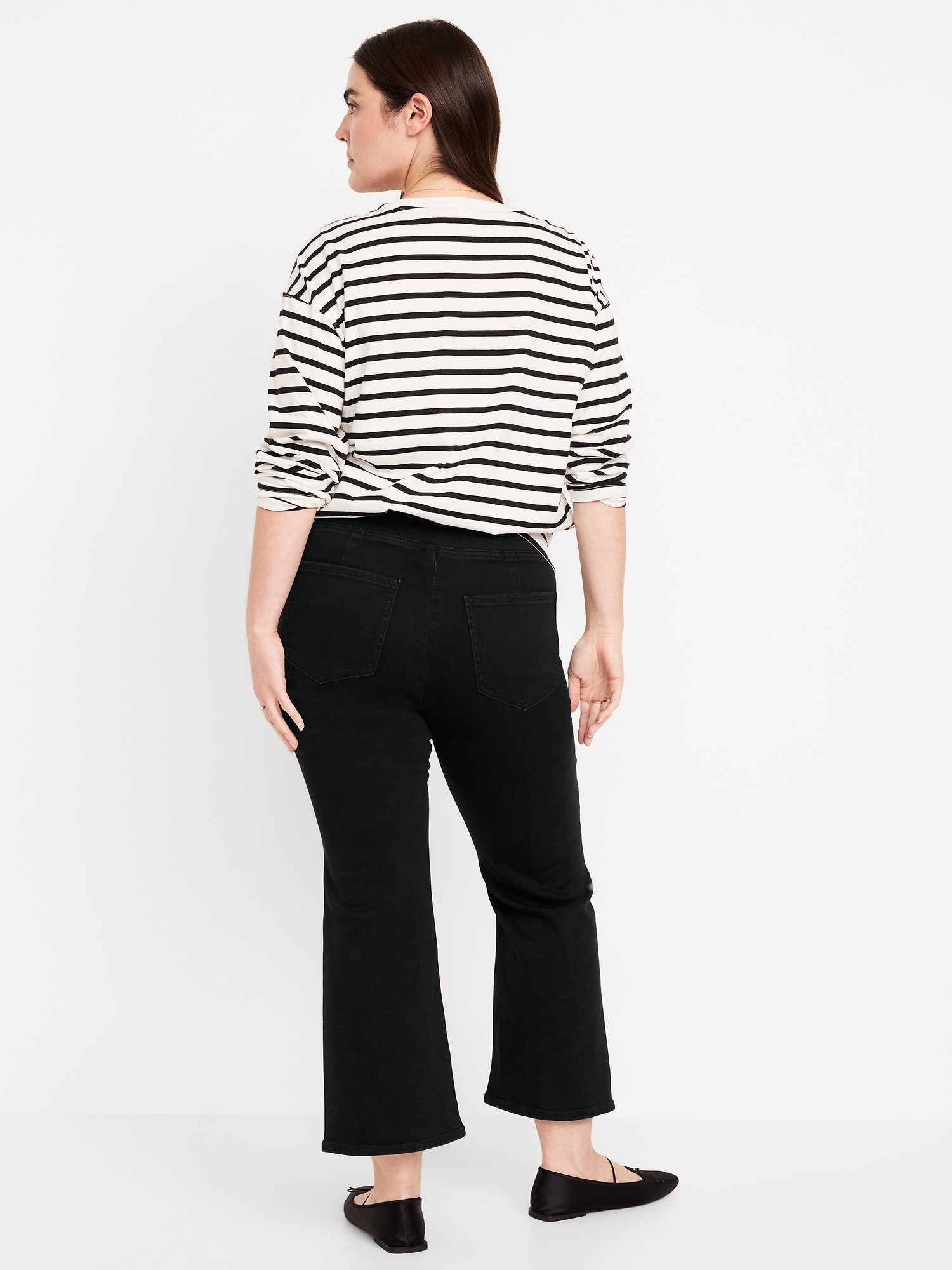 High-Waisted Weekender Pull-On Crop Flare Jeans