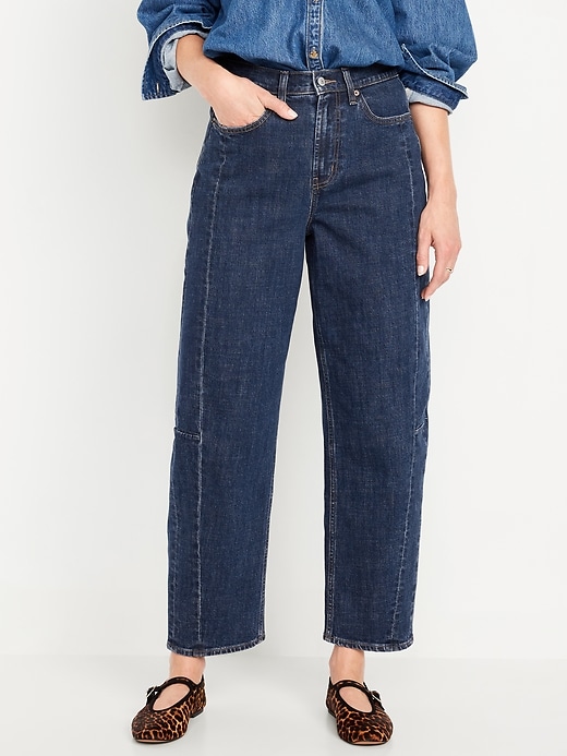 Image number 4 showing, High-Waisted Barrel Ankle Jeans