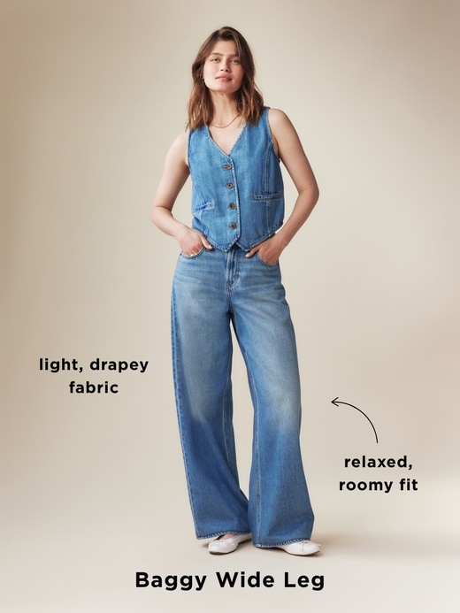 Image number 8 showing, High-Waisted Baggy Wide-Leg Jeans