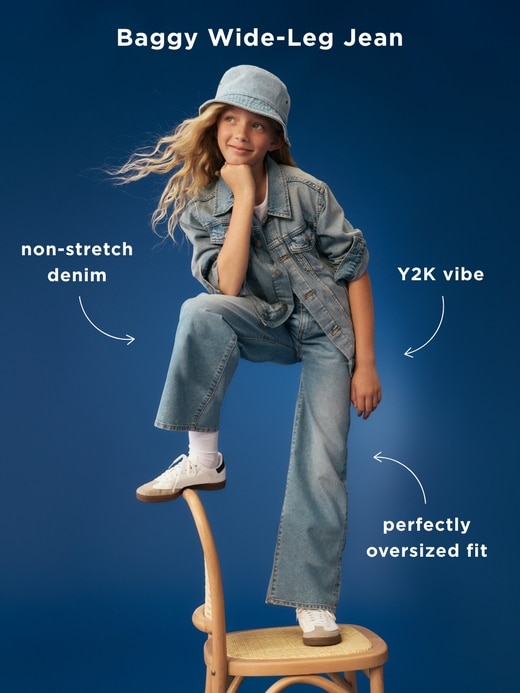 Image number 6 showing, High-Waisted Baggy Ripped Wide-Leg Jeans for Girls