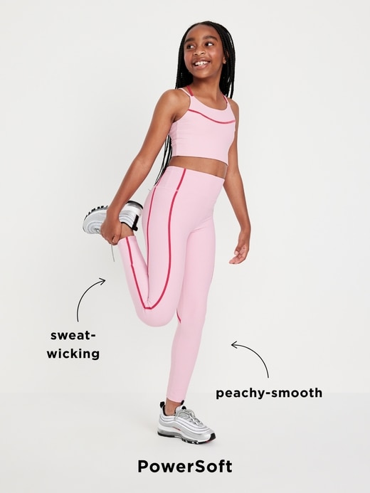 Image number 6 showing, High-Waisted PowerSoft 7/8-Length Performance Leggings for Girls