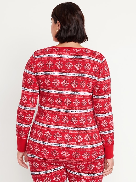 Image number 8 showing, Printed Waffle Pajama Top for Women