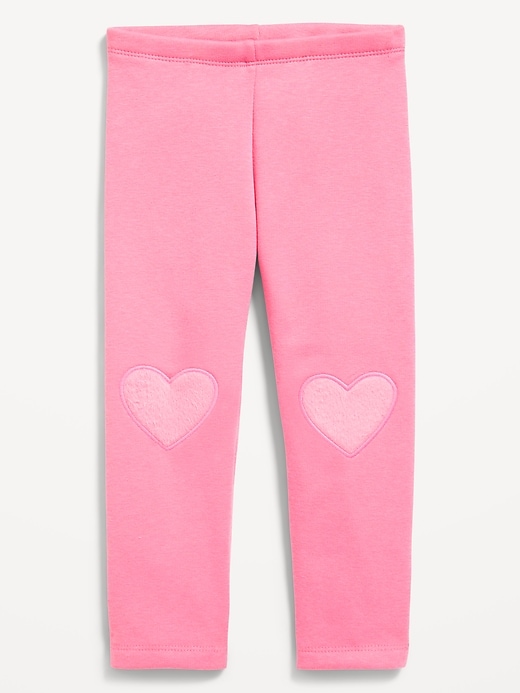 Voir une image plus grande du produit 1 de 2. Legging à doublure douillette en molleton avec applique en forme de cœur pour toute-petite fille