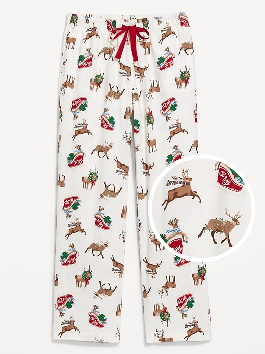 Image number 1 showing, Mid-Rise Printed Flannel Pajama Pants