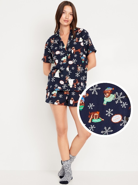 Flannel Pajama Short Set