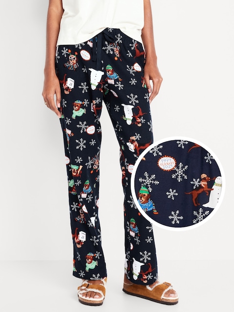 Pantalon de pyjama à taille mi-basse en flanelle à motif - Mascotte Du Chien Magic On (Assorti Pour Toute La Famille)