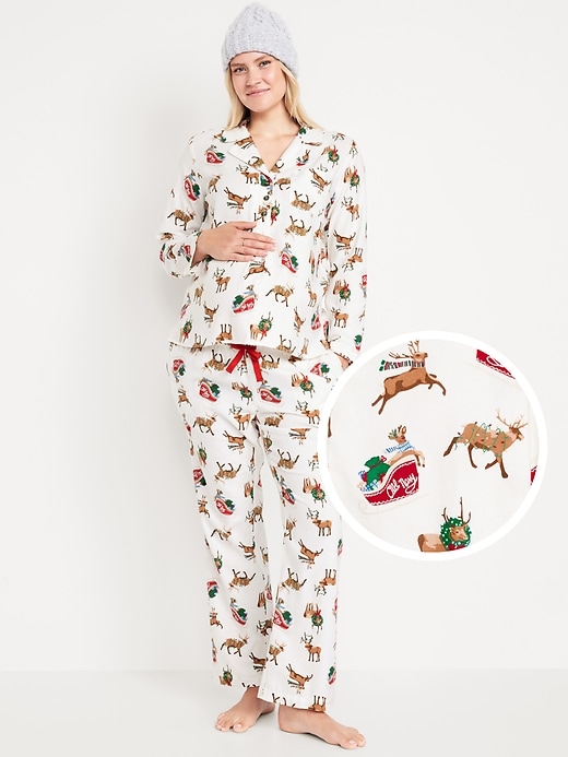 Image number 1 showing, Maternity Matching Flannel Pajama Set