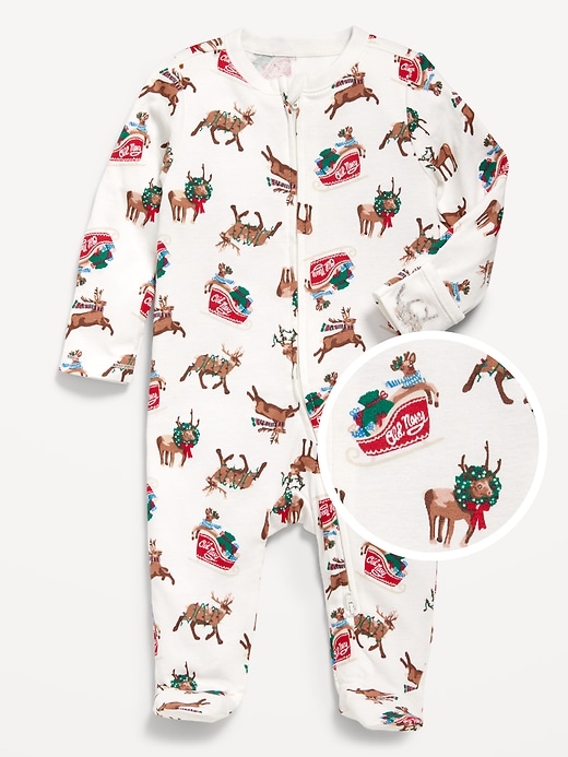 Image number 1 showing, 2-Way-Zip Printed Sleep & Play Footed One-Piece for Baby