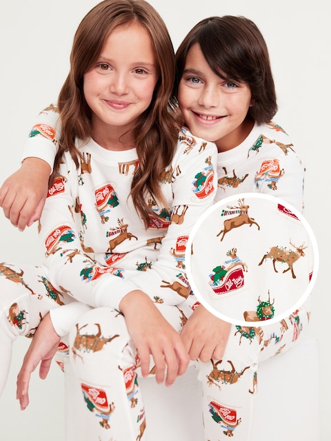 Gender-Neutral Graphic Snug-Fit Pajama Set for Kids - Reindeers (Match The Fam)