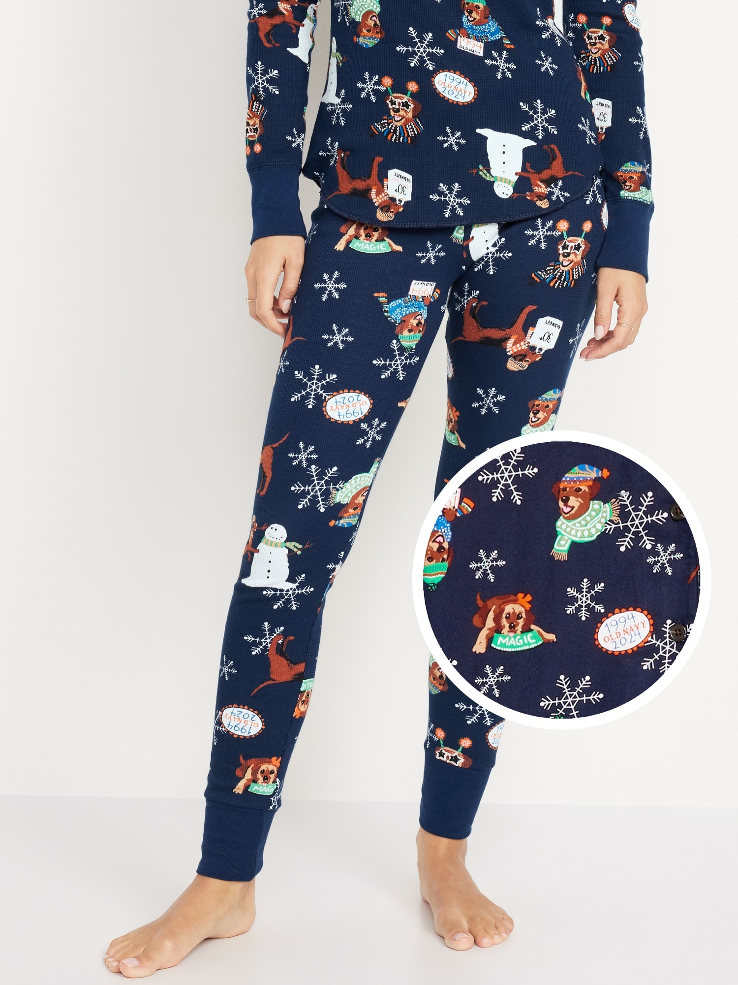 Legging de pyjama gaufré à taille haute et à motif