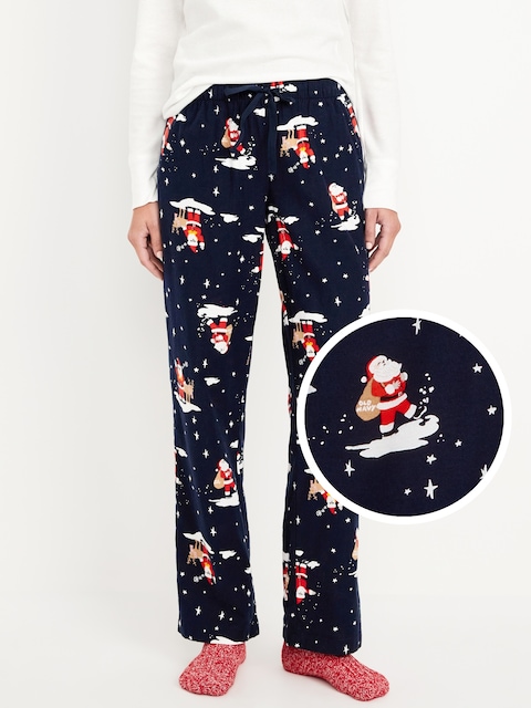 Pantalon de pyjama à taille mi-basse en flanelle à motif