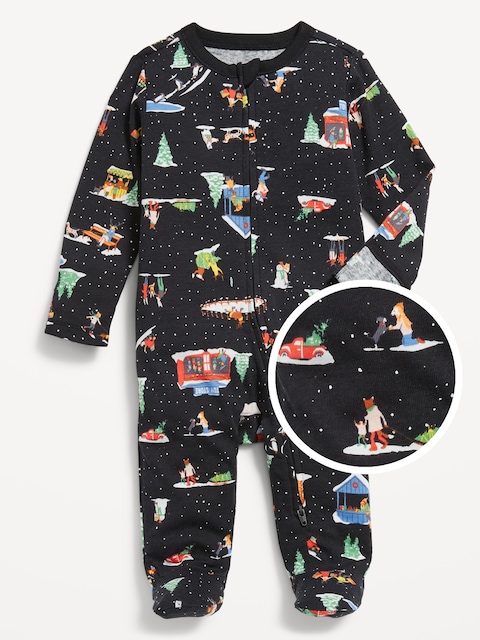 2-Way-Zip Printed Sleep & Play Footed One-Piece for Baby