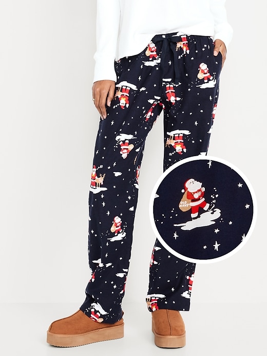 Image number 1 showing, Mid-Rise Printed Flannel Pajama Pants