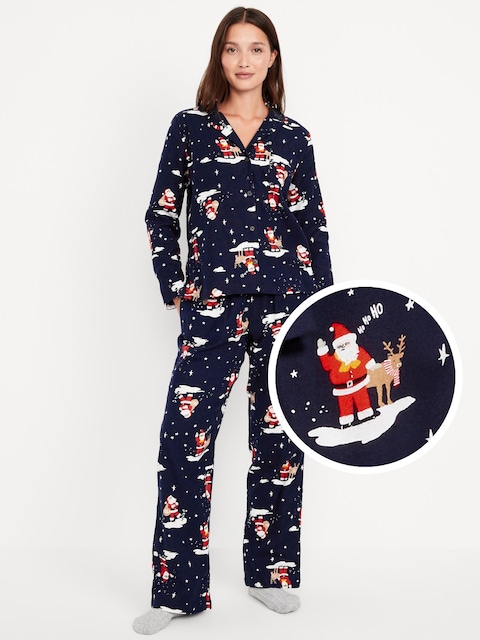 Flannel Pajama Set for Women - Santa Walnut (Match The Fam)