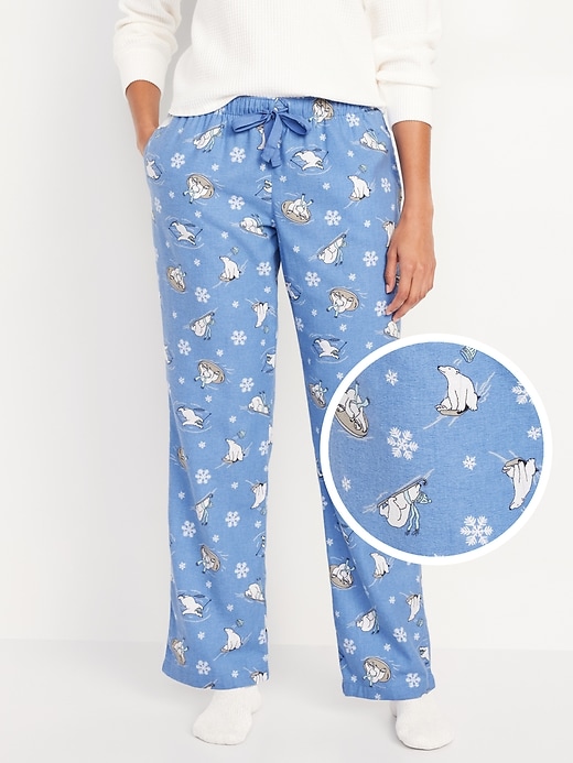 L'image numéro 1 présente Pantalon de pyjama à taille mi-basse en flanelle à motif