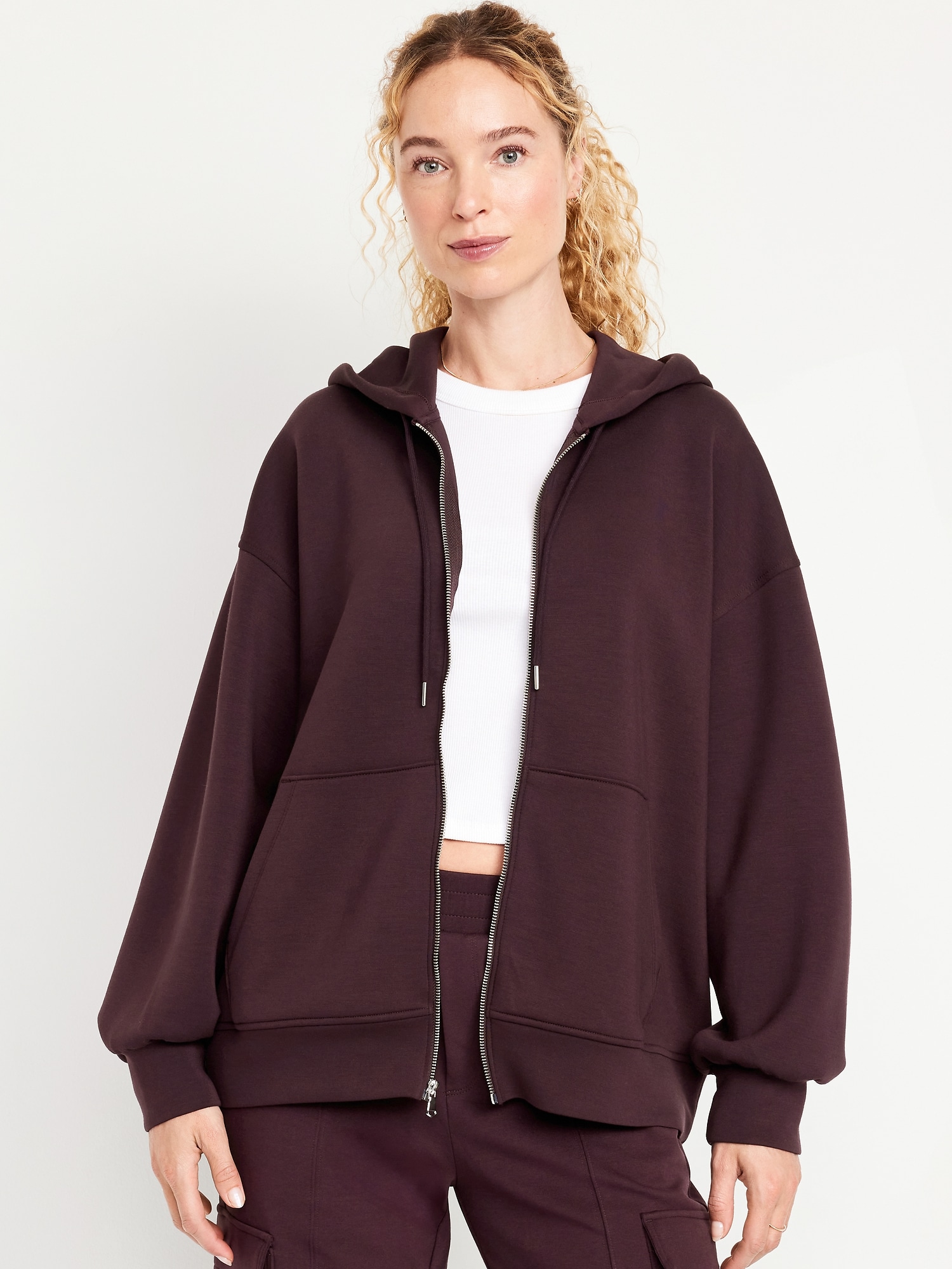 Oversized Bounce Fleece Zip Tunic Hoodie