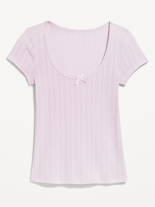 Image number 4 showing, Lace-Trim Ribbed T-Shirt