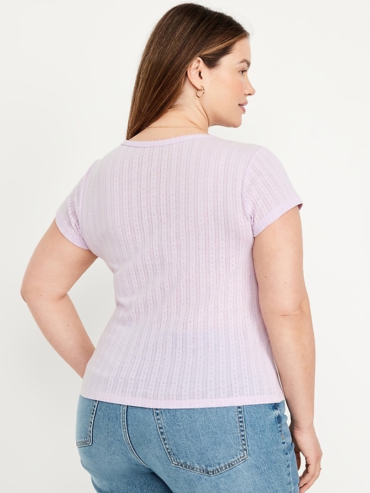 Image number 8 showing, Lace-Trim Ribbed T-Shirt