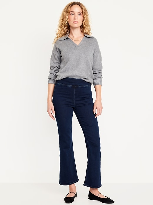 Image number 1 showing, High-Waisted Weekender Pull-On Crop Flare Jeans