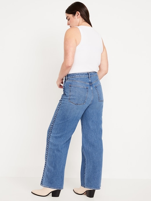 Image number 6 showing, Extra High-Waisted Braided Wide-Leg Jeans