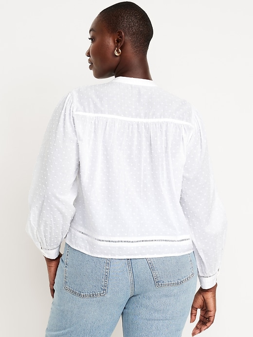 Image number 5 showing, Swiss Dot Button-Down Pintuck Top