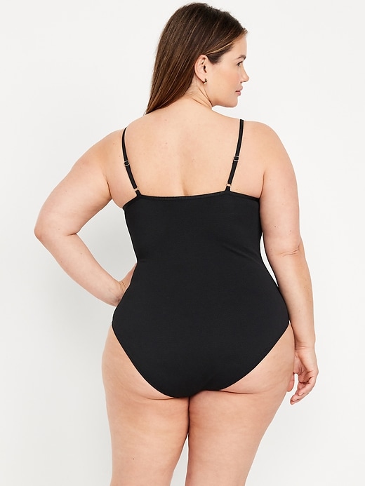 Image number 8 showing, Textured One-Piece Balconette Swimsuit