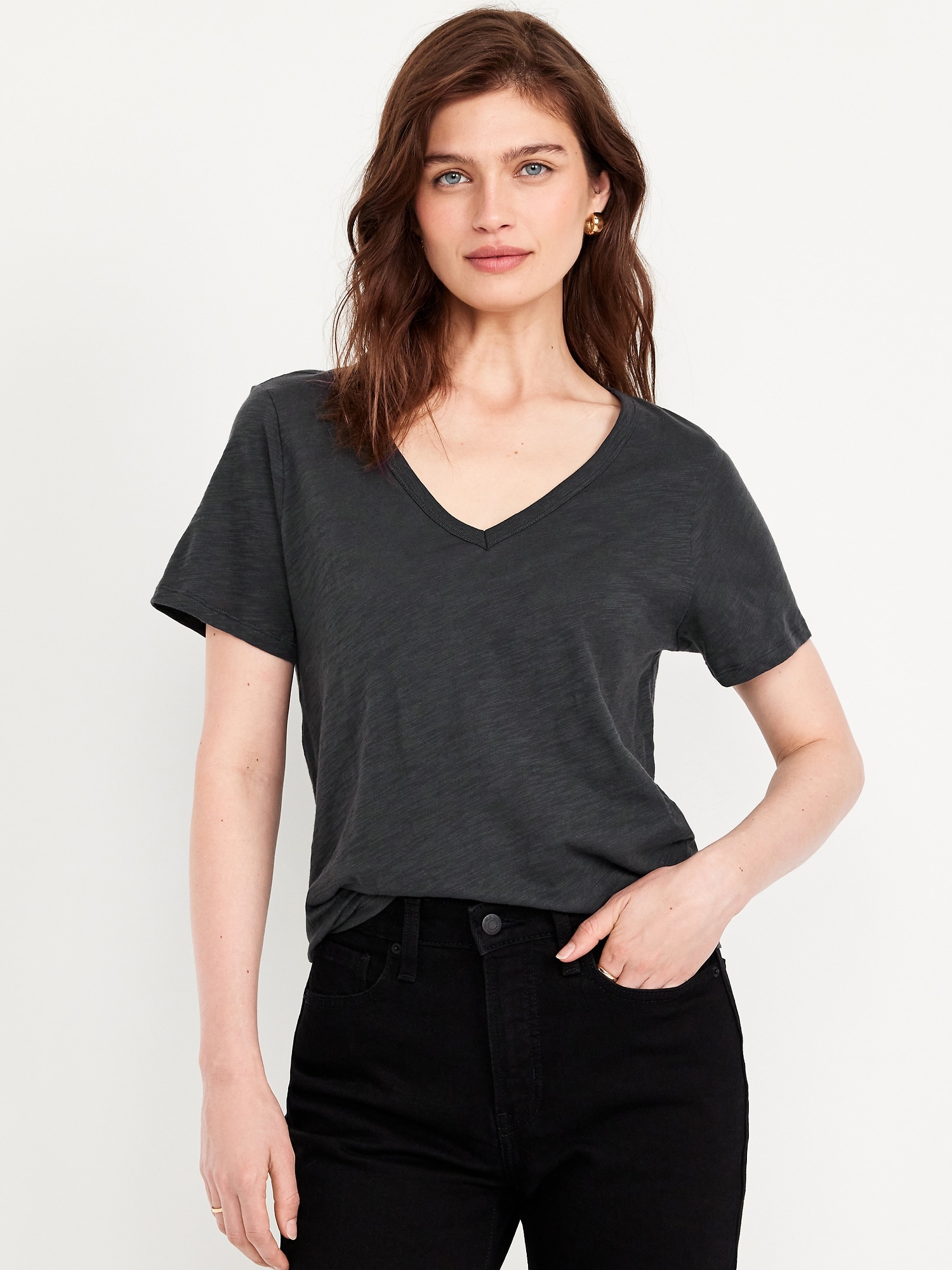 T-shirt passe-partout à encolure en V pour Femme