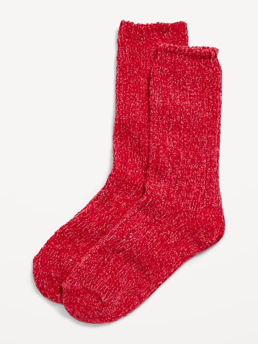 View large product image 1 of 1. Metallic Chenille Crew Sock for Women