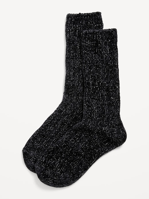 View large product image 1 of 1. Metallic Chenille Crew Sock for Women