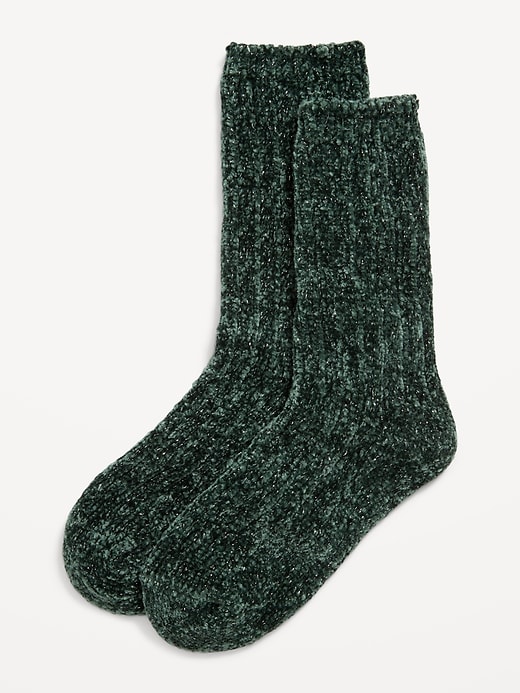 Voir une image plus grande du produit 1 de 1. Chaussettes mi-mollet en chenille métallisée pour femme