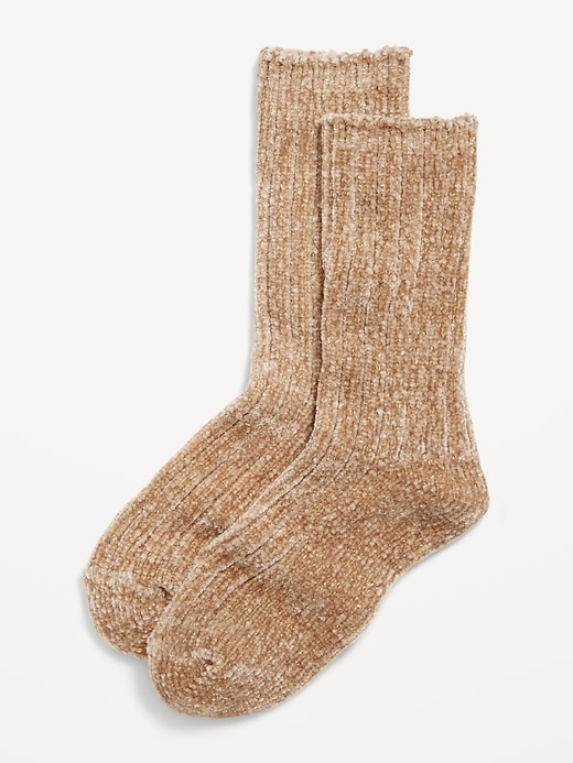 View large product image 1 of 1. Metallic Chenille Crew Sock for Women