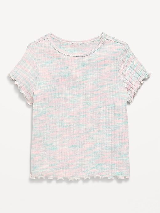 View large product image 1 of 1. Short-Sleeve Lettuce-Edge T-Shirt for Toddler Girls