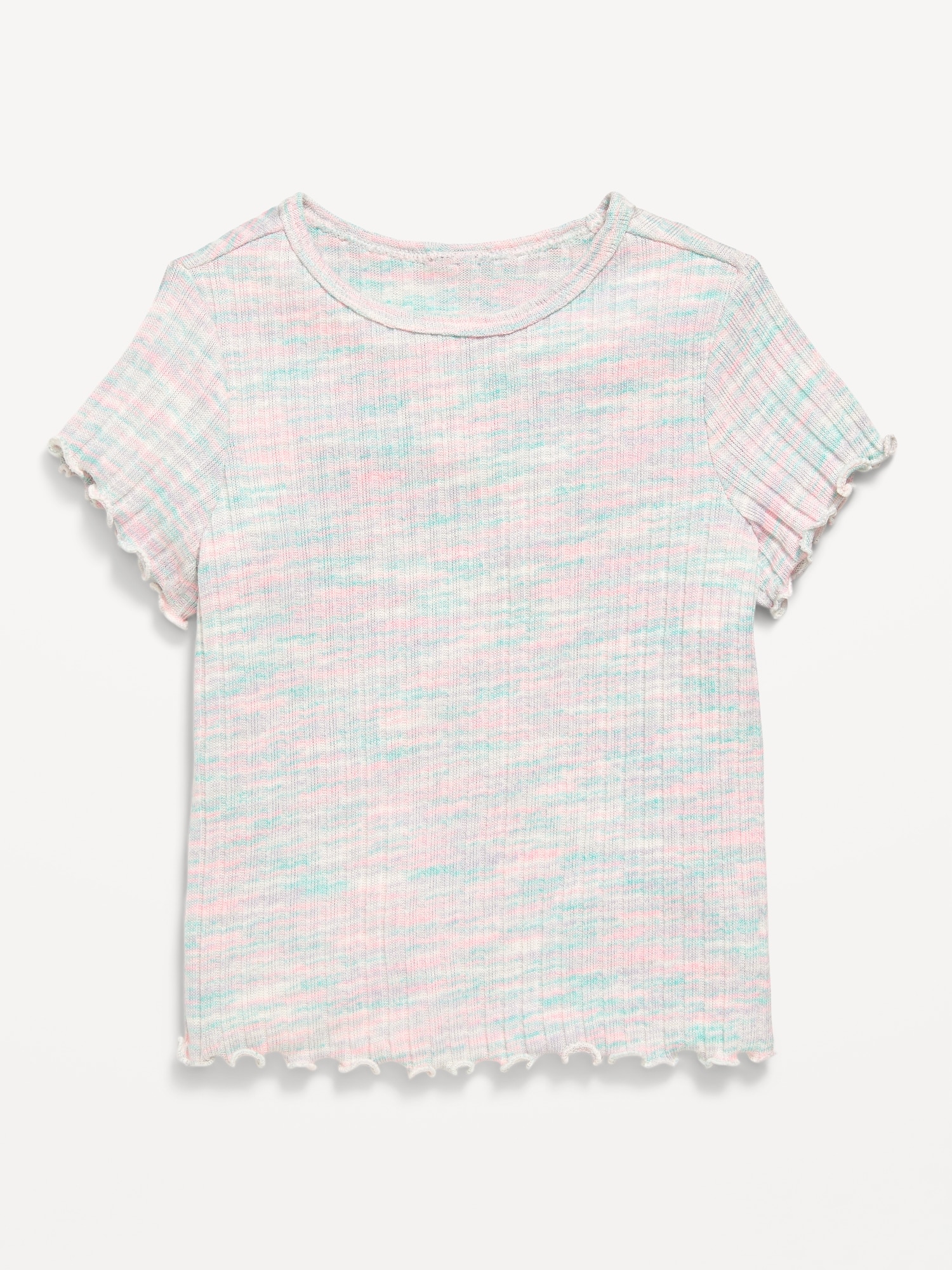 Short-Sleeve Lettuce-Edge T-Shirt for Toddler Girls