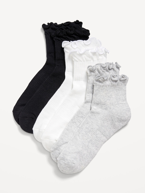 Ruffled Athletic Socks 3-Pack - Red