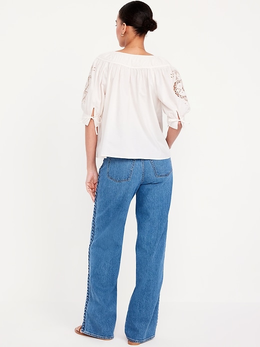 Image number 4 showing, Extra High-Waisted Braided Wide-Leg Jeans