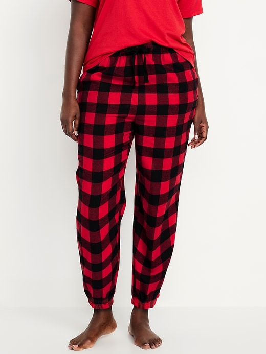 Image number 5 showing, High-Waisted Flannel Pajama Joggers for Women