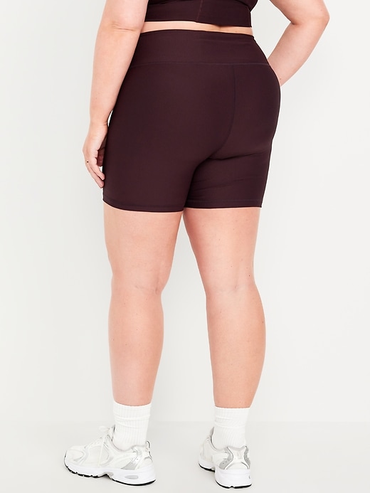 Image number 7 showing, High-Waisted PowerSoft Rib Biker Shorts -- 6-inch inseam